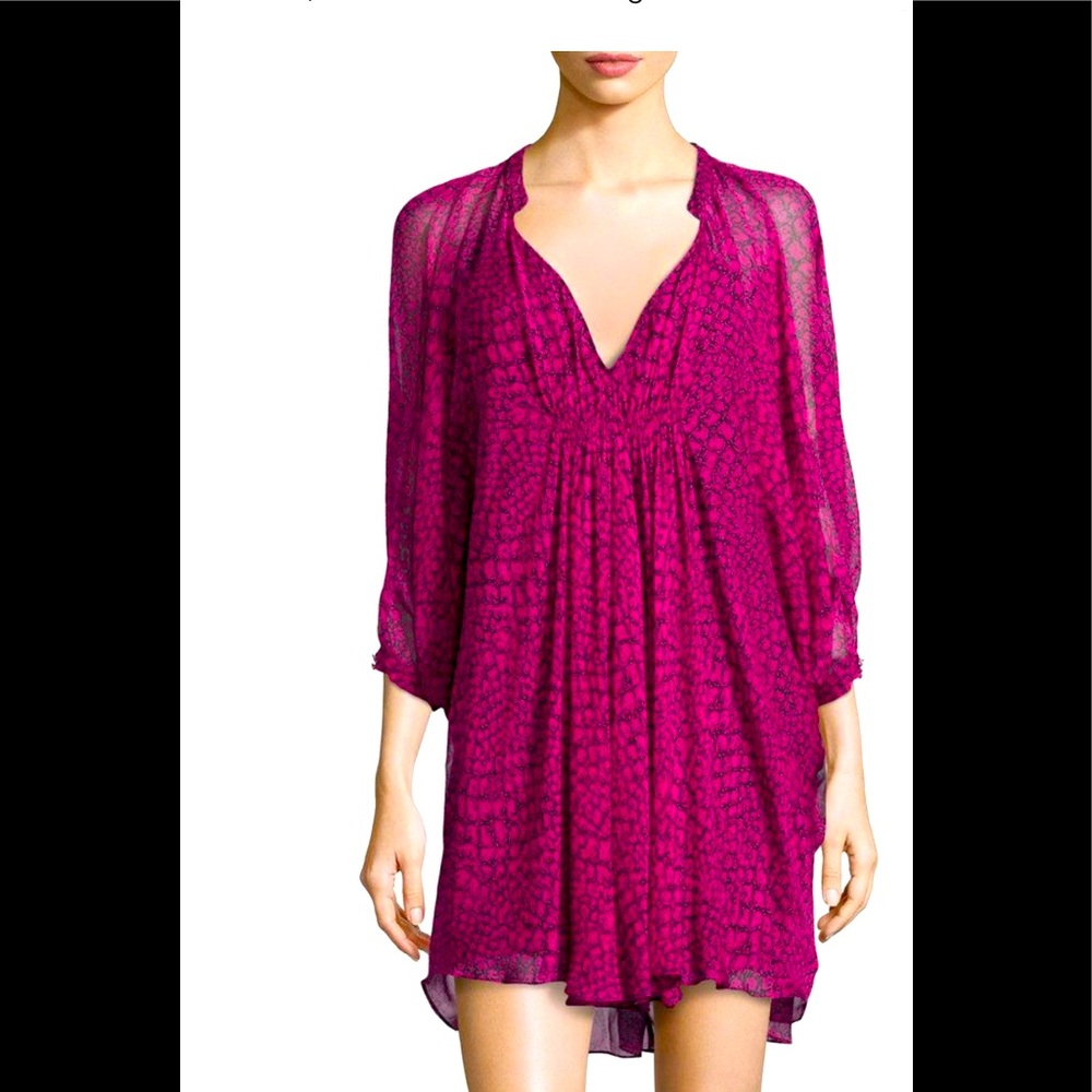 DVF Silk FLEURETTE Dress ~ Fushia & Navy ~ Size 10